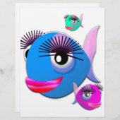 Cartoon Fish with BIg Lips and Eyelashes (Front/Back)
