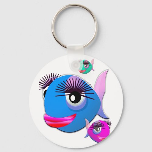 Cartoon Fish with BIg Lips and Eyelashes Keychain
