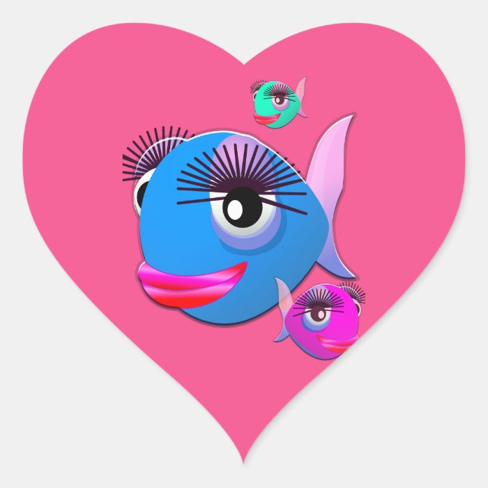 Cartoon Fish with BIg Lips and Eyelashes Sticker