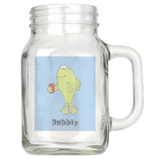 Cartoon Fish With Bubbly Soda T-Shirt Mason Jar