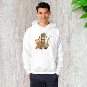 Cartoon Fisherman with Big Catch Funny Fishing Hoodie