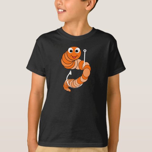 Cartoon Fishing Worm T_Shirt