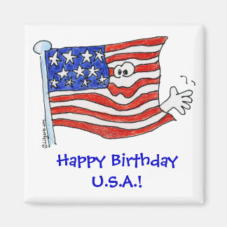Cartoon Flag Waving Magnet