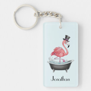 Cartoon Flamingo Personalized Keychain