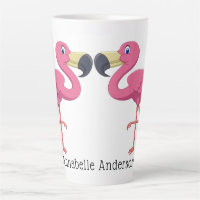 Cartoon Flamingos Personalize Latte Mug