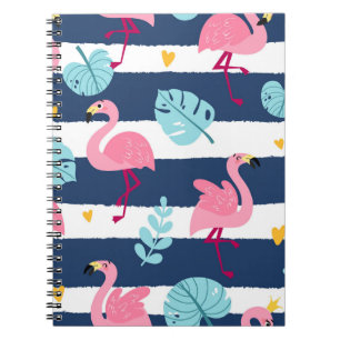 Cartoon Flamingos: Summer Tropical Vintage. Notebook