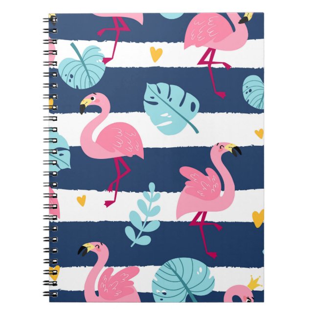Cartoon Flamingos: Summer Tropical Vintage. Notebook (Front)