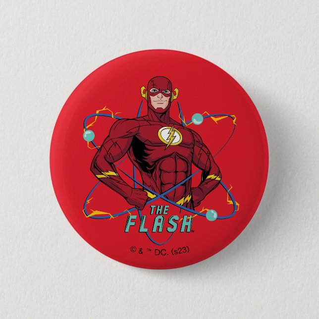 Cartoon Flash Atomic Graphic Button (Front)