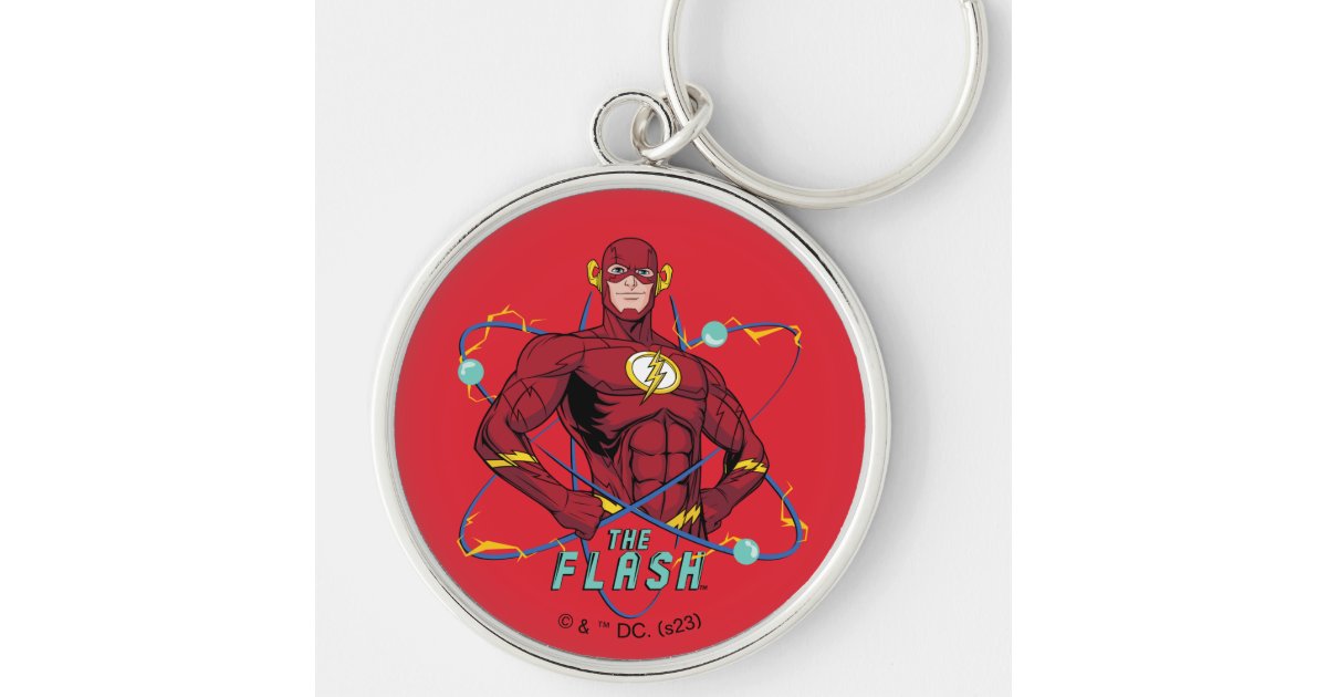 Cartoon Flash Atomic Graphic Keychain | Zazzle
