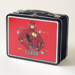 Cartoon Flash Atomic Graphic Metal Lunch Box<br><div class="desc">Check out this fun cartoon graphic of Flash with hands on hips in this atomic style character graphic!</div>