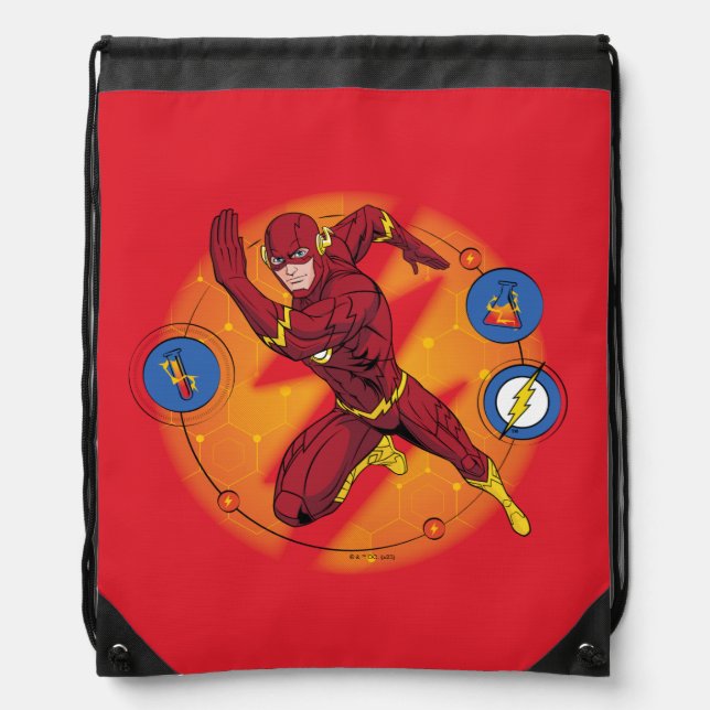 Cartoon Flash Laboratory Running Graphic Drawstring Bag (Front)