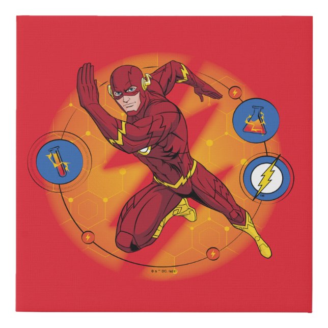 Cartoon Flash Laboratory Running Graphic Faux Canvas Print (Front)