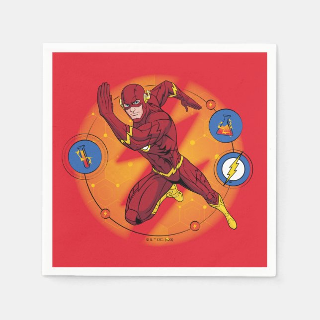 Cartoon Flash Laboratory Running Graphic Napkins (Front)