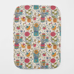 Cartoon floral pattern with birds 2 baby burp cloth