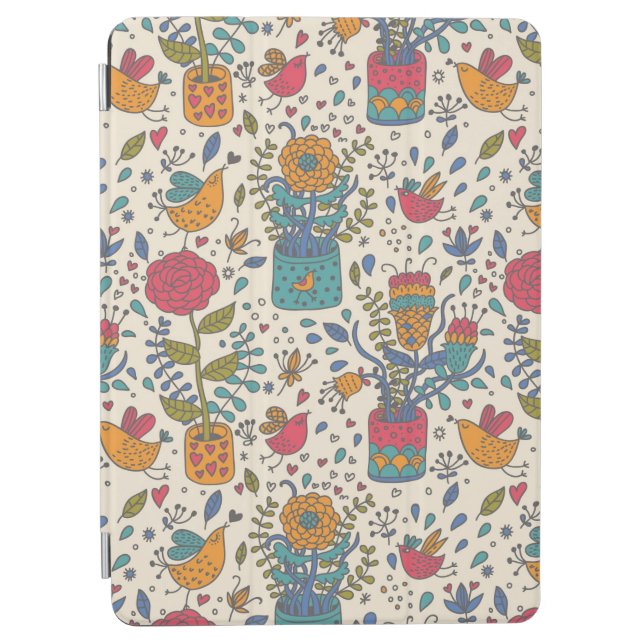 Cartoon floral pattern with birds 2 iPad air cover (Front)
