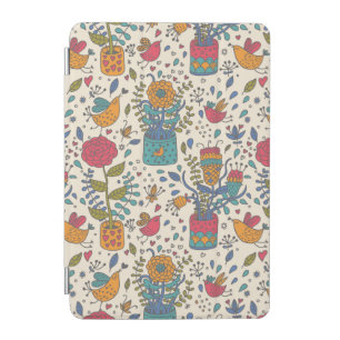 Cartoon floral pattern with birds 2 iPad mini cover