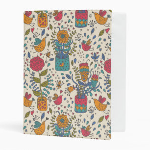Cartoon floral pattern with birds 2 mini binder