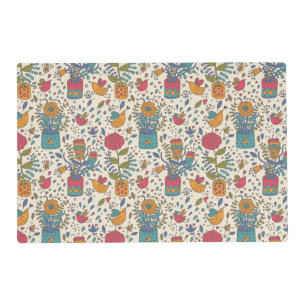 Cartoon floral pattern with birds 2 placemat