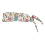 Cartoon floral pattern with birds 2 tie headband