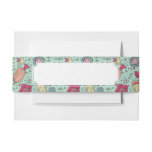 Cartoon floral pattern with birds invitation belly band