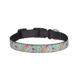 Cartoon floral pattern with birds pet collar