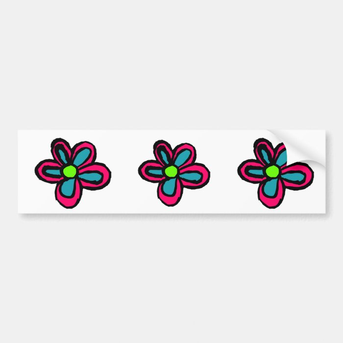 Cartoon Flower Bumper Sticker