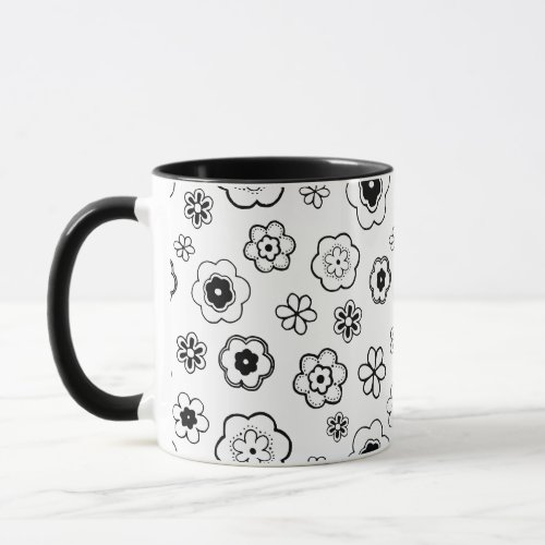 cartoon flowers coffee mug