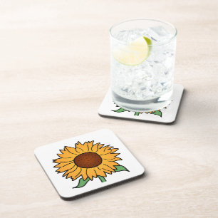 Cartoon Flowers, Summer Floral Sunflower Drink Coaster