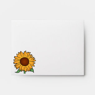 Cartoon Flowers, Summer Floral Sunflower Envelope