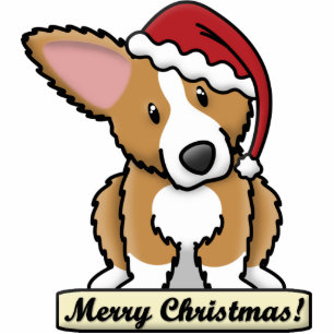 Cartoon Fluffy Corgi Christmas Ornament