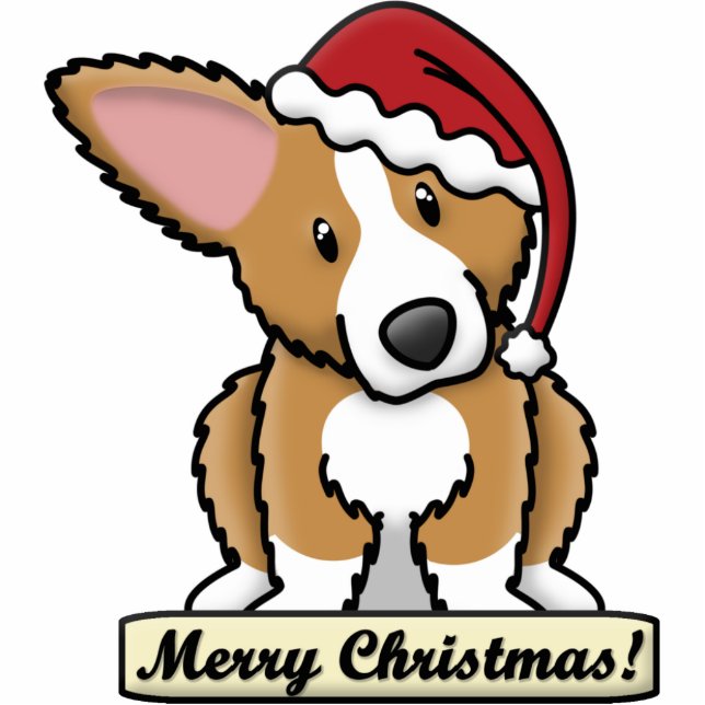 Cartoon Fluffy Corgi Christmas Ornament (Front)