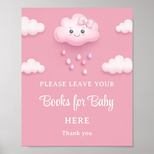 Cartoon fluffy white cloud nine books for baby poster