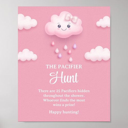 Cartoon fluffy white cloud The Pacifier Hunt game Poster