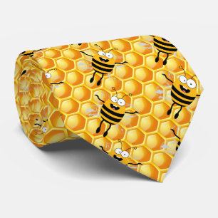 Cartoon Fly Bee honey pattern Neck Tie