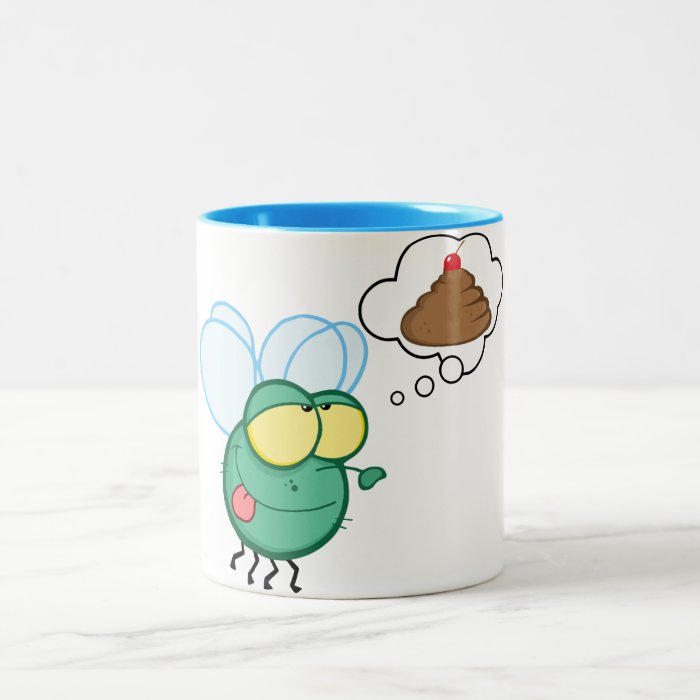 CARTOON FLY DREAMING POO CHERRY TOP FUNNY GROSS DI MUG