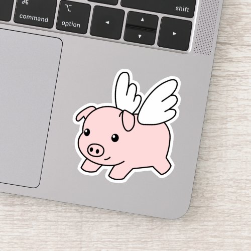 Cartoon Flying Pig _ Cute Piglet with Wings Sticker