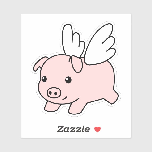 Cartoon Flying Pig - Cute Piglet with Wings Sticker (Sheet)