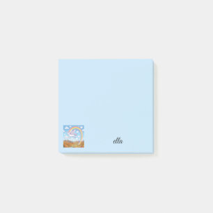 Cartoon Flying Unicorn with Rainbow Personalize Post-it Notes