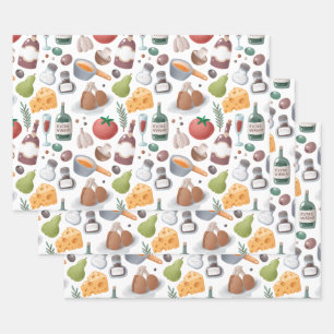 Cartoon Food and Drink Wrapping Paper Sheets