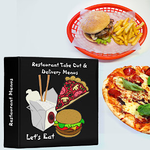 Cartoon Foods Black Take out Menu Binder