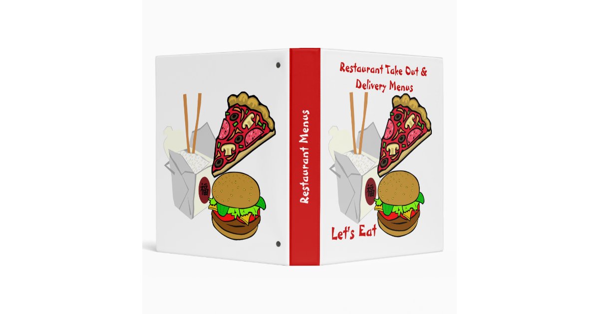 Cartoon Foods Take out Menu Binder | Zazzle