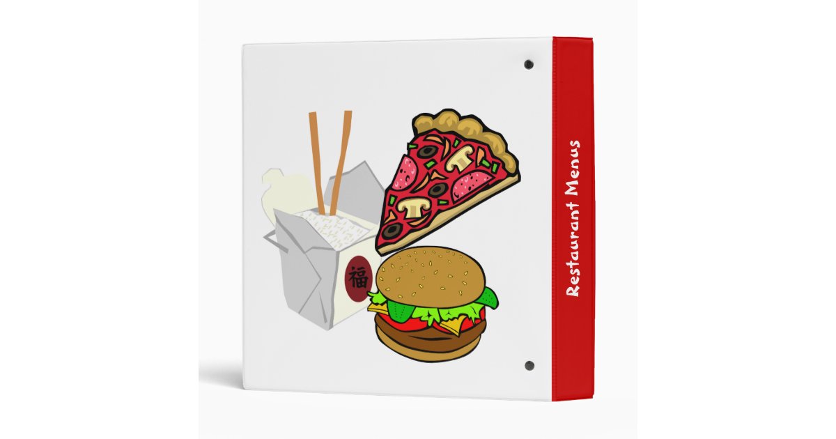 Cartoon Foods Take out Menu Binder | Zazzle