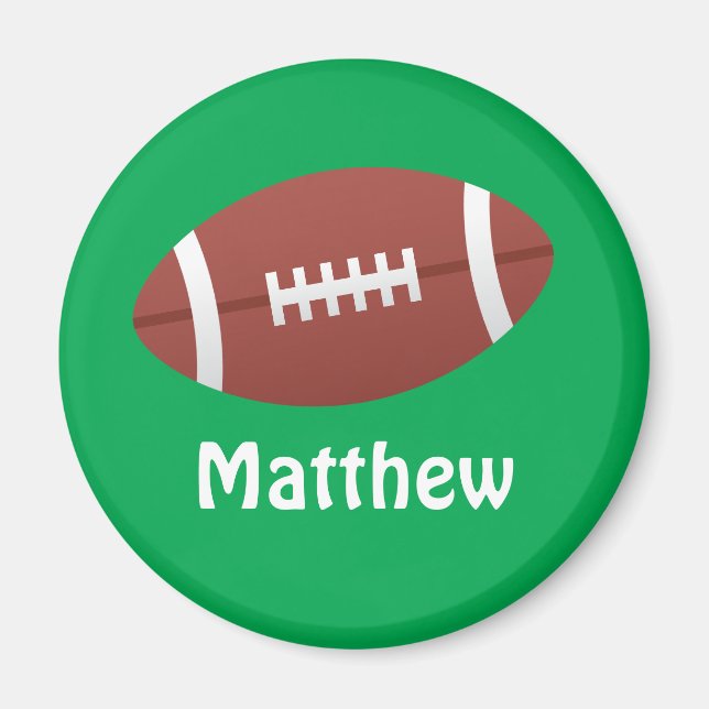 Cartoon football green personalized name magnet (Front)