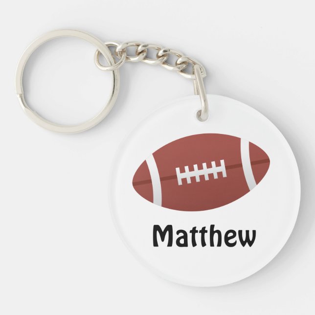Cartoon football personalized name custom keychain (Front)