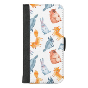 Cartoon forest animals. Wolf, bear, fox and hare. iPhone 8/7 Plus Wallet Case