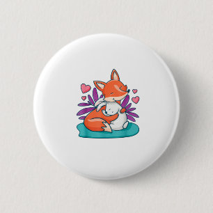 Cartoon Fox Bunny Rabbit Hug Friends Love Easter A Button