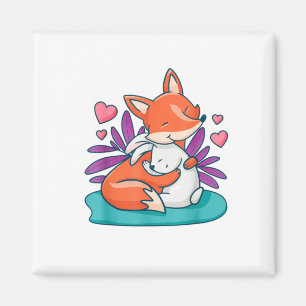 Cartoon Fox Bunny Rabbit Hug Friends Love Easter A Magnet