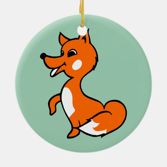 Cartoon Fox Ceramic Ornament (Back)