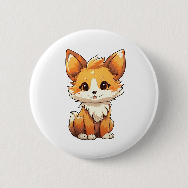 Cartoon fox illustration button (Front)