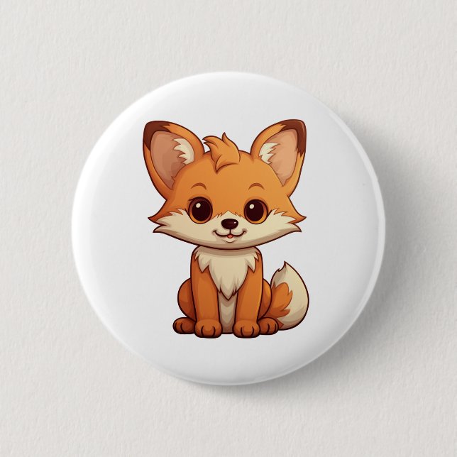 Cartoon fox illustration button (Front)